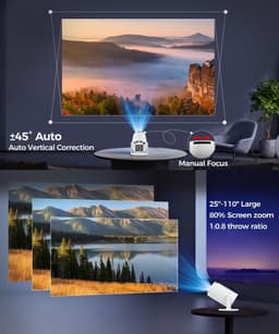 Mini projector 4K Full HD draagbaar met WiFi Bluetooth 5.4 180° draaibaar 200 inch scherm — thumbnail 3
