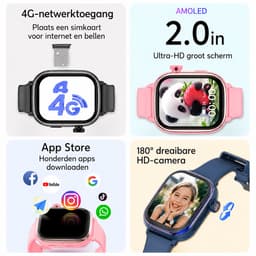 Vashoy T86 - GPS Horloge Kind geschikt - Kinder Smartwatch - Smartwatch Kinderen met HD - camera & Videobellen - voor SIM kaart - 750 mAh Long Battery - IPX7 Waterdicht - SOS Knop - School Mode - Veilige Zones - GPS Tracker - 1 Jaar Garantie - Blauw — thumbnail 2