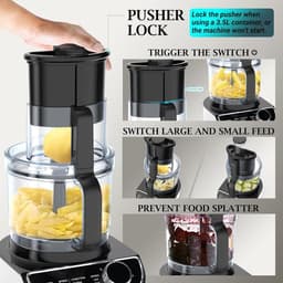 Keukenmachine - Keukenrobot Mixer - Voedsel Bereiden - Krachtige 1300W Motor - 3.5L Kom - Zwart — thumbnail 3