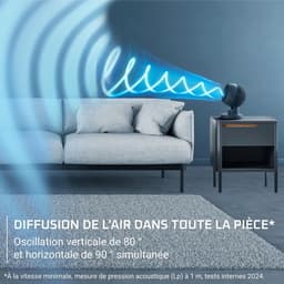 Tafelventilator stil - compacte ventilator met 12 snelheden - oscillerend - timer 12 uur - blauwe ventilator — thumbnail 2