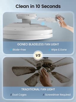 Plafondventilator – Ventilator Zonder Bladen – Bladloze Ventilator – LED Ventilator – Dimbare Plafondventilator – Stil Met Afstandsbediening – 30W LED Verlichting Met 3 Kleurtemperaturen — thumbnail 4