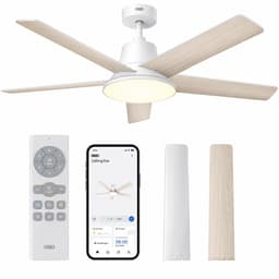 Plafondventilator met LED stil en slim - app bediening - dimbaar - 12 snelheden - afstandsbediening - 132 cm — thumbnail 1
