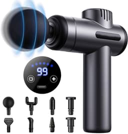 SnelShoppen - Mini-massagepistool met 99 snelheden, 8 massagekoppen, LCD-touchscreen, USB-C-opladen, ideaal voor spierpercussiemassage, ontspanning, s — thumbnail 1