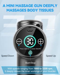 SnelShoppen - Massagepistool Mini Massagegun, Professioneel Diepweefsel Massagepistool, Draagbare Masseur met 30 Snelheden en LCD Touchscherm, Voor Sp — thumbnail 5