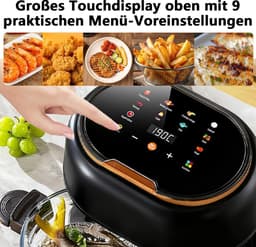 Heteluchtfriteuse - Zwart - 5 liter - Multifunctionele Airfryer met Glazen Mand en Touchscreen - Voor het Hele Gezin — thumbnail 5