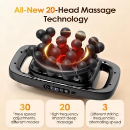 Massagepistoolset met 20 opzetstukken, diepweefselpercussiemassageapparaat met 3 standen en 30 intensiteiten, draagbaar massagepistool voor spier-, been- en taillemassage en pijnverlichting (zwart, 20 opzetstukken) — thumbnail 5