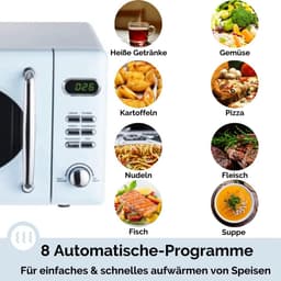 SnelShoppen - Retro Staande Magnetron 700 W met 20 Liter Ovencompartiment, 5 Vermogensniveaus, 8 Kookprogramma's, Ontdooi functie, Metaal Behuizing, D — thumbnail 5