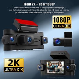 SnelShoppen - 4-kanaals spiegel dashcam met 2K + 1080p resolutie, 3 inch display, G-sensor, loop-opname, infrarood nachtzicht, parkeerhulp, GPS/WLAN-a — thumbnail 3