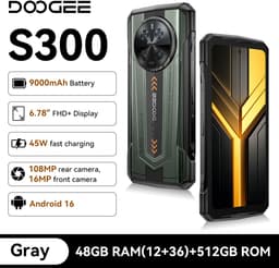 DOOGEE S300 Robuuste smartphone 5G - 6.78 inch FHD+ 120Hz - 48GB RAM - 512GB ROM - 9000mAh 45W - Android 16 - POC Walkie - mobiele telefoon - IP68/IP69K - Dual Sim - NFC GPS - Zwart — thumbnail 2
