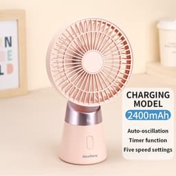 Mini Ventilator Oplaadbaar – Fluisterstil – USB Ventilator voor Bureau, Kantoor en Reizen – 5 Snelheden — thumbnail 2