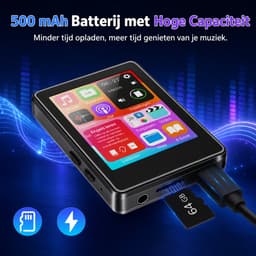 64GB MP3-Speler met Bluetooth 5.3 - 2.4 Inch Touchscreen - FM-Radio - Recorder - HiFi Geluid - Bedrade Oordopjes — thumbnail 5