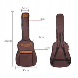 Gevoerde Gitaartas - Beschermhoes Gitaar - Draagbaar Gitaarhoes - 107 cm - 12 cm Dik - 40/41/42 inch - Waterdicht - Meerdere Vakken - Rubberen Bodem - Voor Akoestische Gitaar & Klassieke Gitaar - Gitaar Accessoires — thumbnail 3