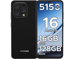 DOOGEE N55 - Smartphone - 16 GB RAM + 128 GB ROM(2TB/TF) - 6.56 inch + 90Hz IPS - 4G Dual SIM - 5150mAh - Android 16 - 5G WiFi - Face ID - GPS - Widevine L1 - Zwart