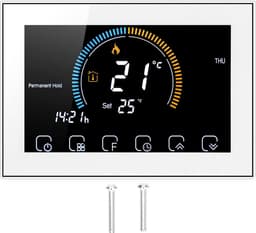 Intelligente Thermostaat - Temperatuurregelaar LCD - Verwarming Beheren - Touchscreen Bediening - 5.1 x 3.5 x 1.6 inch - Wit — thumbnail 2