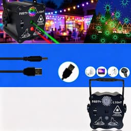 LED-laserprojector - Discolamp - Met lichteffecten - 60 patronen - Sfeerverlichting voor het podium - Oplaadbare laserlamp - Geschikt voor binnen- en buitengebruik - USB-voeding - Zwart — thumbnail 5