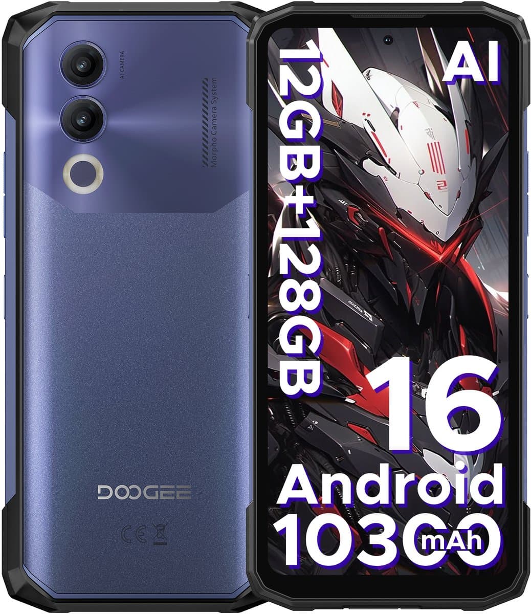 DOOGEE Blade 20X - Robuuste Telefoon - Smartphone - 12 GB RAM+128 ROM（2TB/TF) - 10300mAh/18W - UNISOC T7250 - Android 16 - 6,6-inch HD+ 90Hz - 16MP Camera - IP68 - Vingerafdruk - Triple card slot - Face ID - NFC - GPS - OTG -Paars — afbeelding 1