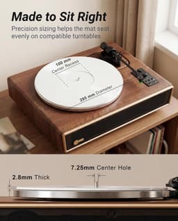 Acryl Platenspeler Mat - 3 mm & Label Uitsparing - 300 mm - Antistatisch - Geschikt voor 12 Inch LP & Vinyl Platenspelers - Wit — thumbnail 5