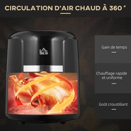 HOMCOM Airfryer - Staal - 34,2 x 25,6 x 31,8 cm - Zwart — thumbnail 2