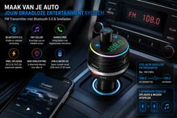 Bluetooth Transmitter - USB Lader - FM Transmitter - 12 V - Handsfree bellen - Snelladen — thumbnail 3