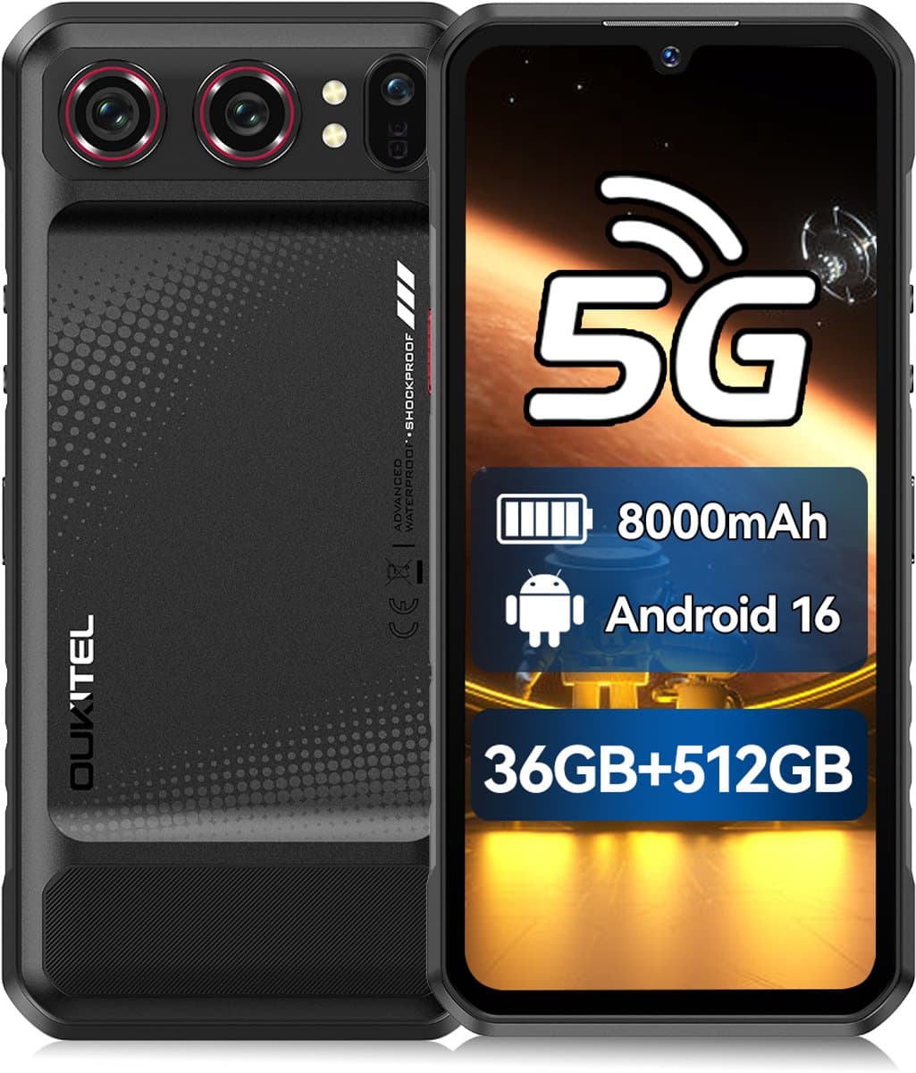OUKITEL WP68 Air Rugged Smartphone 5G - 6,88" 120Hz - 36GB RAM - 512GB ROM - 8000 mAh 45W - Gemini AI - Android 16 - NFC GPS - Zwart — afbeelding 1