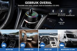Bluetooth Transmitter - USB Lader - FM Transmitter - 12 V - Handsfree bellen - Snelladen — thumbnail 4