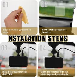 SnelShoppen - 8 Stuks Electrostatistische Stickers voor Dashcam - Transparante Statistische Film - Bescherming tegen Krassen en Val voor Dashcam Insta — thumbnail 3