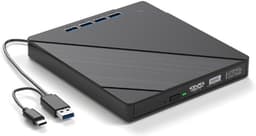 Externe CD/DVD-speler - Optische Drive Brander - Bestanden Overzetten - 7-in-1 Hub - USB 3.0 - Zwart — thumbnail 1