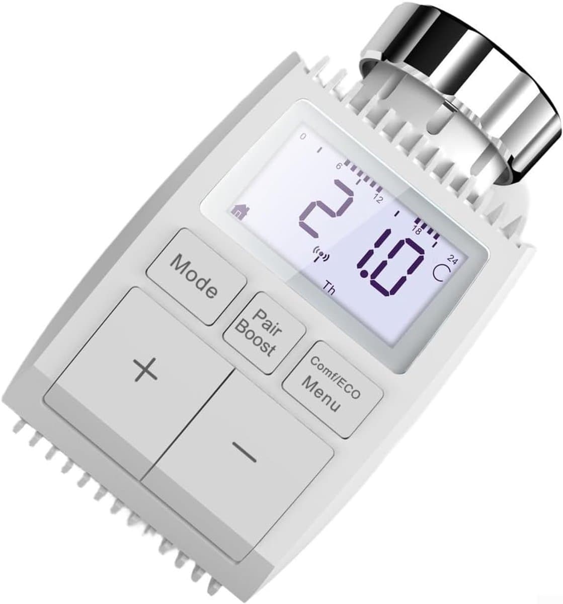 Slimme Radiatorthermostaat - Verwarming Regelaar - Energie Besparen - App en Spraakbesturing - 15 cm Hoog - Wit — afbeelding 1