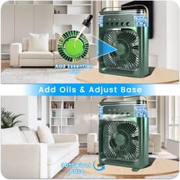 Kraftverdia Portable Aircooler - Airco Zonder Afvoerslang - Tafelventilator -Luchtkoeler 4-in-1 -3 windsnelheden met 600ml Watertank - Groen — thumbnail 2