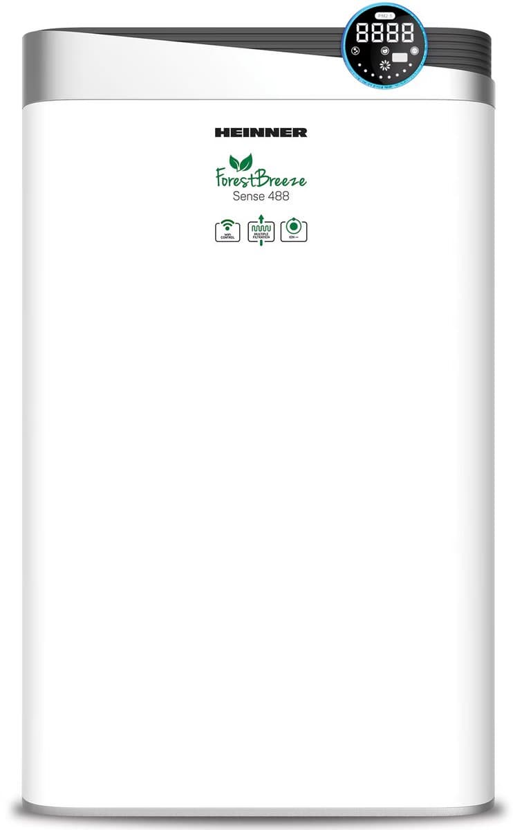 Heinner Forest Breeze Sense 488 Luchtreiniger – CADR 488 m³/u – Geschikt voor 34–58 m² – WiFi – HEPA H11-filter – UV-lamp – Ionisator – 12 Uurs Timer – 4 Snelheden – Wit — afbeelding 1