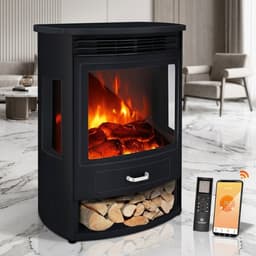 Luxe Elektrische Sfeerhaard met WiFi - Zwart - WiFi App, Afstandsbediening, LED Vlameffect, - Medahomestore — thumbnail 4