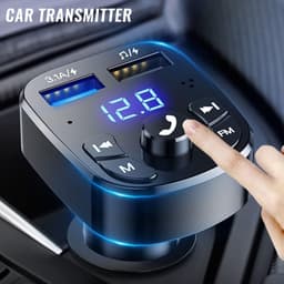 Bluetooth FM Transmitter Auto - Bluetooth Transmitter - Car Kit met Handsfree Bellen - 3.1A Dual USB Snellaader Autolader - MP3 Speler via U-Disk & CVC Ruisonderdrukking - met LED Voltmeter - voor 12V-24V Auto & Vrachtwagen - Zwart — thumbnail 2