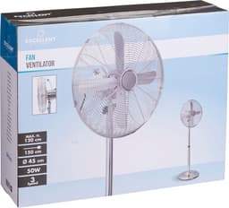 Cromo Staande Ventilator – Verstelbaar – 60 W – 40 x 40 x 130 cm – Chroom — thumbnail 2