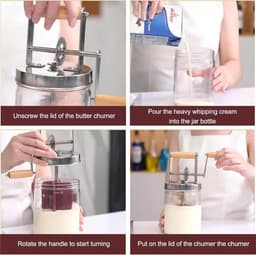 Boter Maker - Keuken Tool - Zelf Boter Maken - Handmatige Slinger - 1000ml of 1500ml - Transparant — thumbnail 5