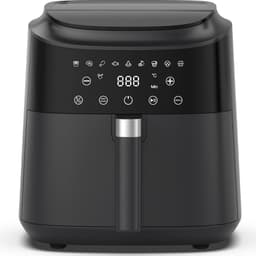 Airfryer - 6L inhoud - 1650W voor snel koken - 9 programma's - LED-display en warmhoudfunctie - metalen binnenzijde - olievrije Heteluchtfriteuse voor gezinsmaaltijden - receptenboek - gemakkelijk schoon te maken — thumbnail 1