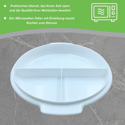 Magnetronbord met deksel - Maaltijd bord - Zacht verwarmen - Drie vakken - Ø 21 cm - Grijs — thumbnail 3