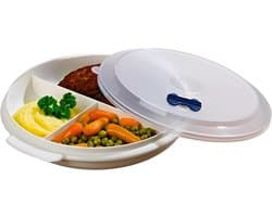 Magnetronbord met deksel - Maaltijd bord - Zacht verwarmen - Drie vakken - Ø 21 cm - Grijs