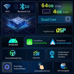 Junsun Android Draadloze CarPlay Andriod Auto Autoradio Geschikt Voor Toyota Aygo Peugeot 107 Citroen C1 - Achteruitrijcamera - GPS Navigatie - Bluetooth - 10-inch Touchscreen - WiFi - RDS - SWC - Plug & Play — thumbnail 5