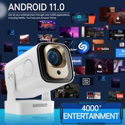 SnelShoppen - Draagbare Beamer 1080p Mini-Projector 4K Wifi 6 Android 11 200 ANSI Externe Luidspreker Bluetooth 5.4 HDMI Thuisbioscoop Voor Feest Camp — thumbnail 2
