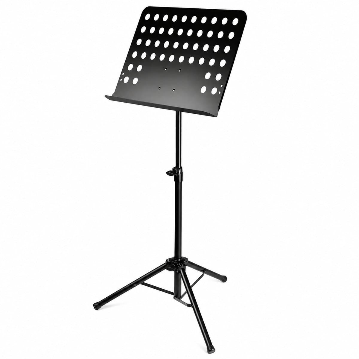 JustValue Heavy-Duty Muziekstandaard - Verstelbaar 60-120 cm - Geperforeerd Metalen Blad 49 x 35 cm - Zwart — afbeelding 1
