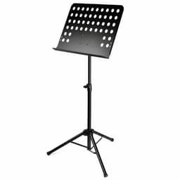 JustValue Heavy-Duty Muziekstandaard - Verstelbaar 60-120 cm - Geperforeerd Metalen Blad 49 x 35 cm - Zwart — thumbnail 1