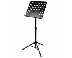 JustValue Heavy-Duty Muziekstandaard - Verstelbaar 60-120 cm - Geperforeerd Metalen Blad 49 x 35 cm - Zwart