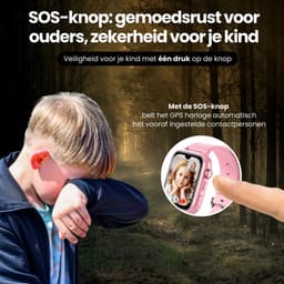 Protectly® GPS Horloge Kind Met Simkaart - 4G - SOS Alarm - Smartwatch Kinderen - GPS Tracker Kind - (Video)bellen - HD Camera - Whatsapp en SMS - Elke polsmaat - Bekijk Locatie Kind - Android en iOS - Incl. Simkaart & Screenprotector — thumbnail 4