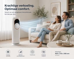 4-in-1 Mobiele Airco Zonder Afvoerslang – Koelen, Verwarmen & Ventileren – Energiezuinig – Verrijdbaar – Timerfunctie – Voor Woonkamer, Slaapkamer & Kantoor — thumbnail 2