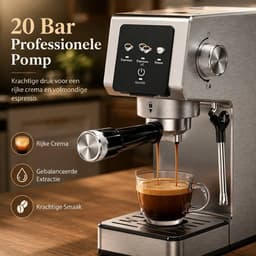 Koffiemachine - Espressomachine - Koffiezetapparaat - Koffiemachine met touchscreen - 20Bar - 1350W - 1.2L watertank - Verschillende Dranken - Zwart — thumbnail 3