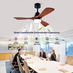 HAUSS SPOLE Plafondlamp Met Ventilator - 107 cm - Omkeerbare DC-Motor - Metaal En Massief Hout - Zwart Donker Walnoot - Dimbaar Met Afstandsbediening — thumbnail 4