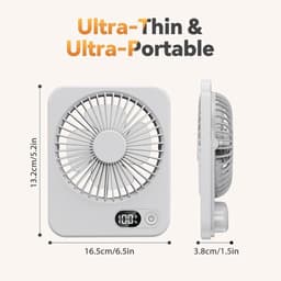 Solvix tafel ventilator geluidloos - Draagbare Ventilator - Wit - Oplaadbare Batterij - LCD Display - Voor Thuis en Op Reis — thumbnail 5