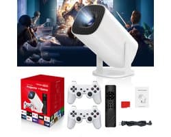 TEKROA® Mini Beamer - Beamers - WiFi Screen Mirroring - 4K Support - HD Ready 720P - Voor iOS & Android - Thuisbioscoop - wit