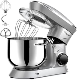 SnelShoppen - Vezzio Food Processor Kneedmachine 1500W, Geluidsarm, 10 Snelheden, 8.5L RVS Kom, Kneedhaken, Mixborstel, Zilver, Voor Bakken en Koken — thumbnail 1