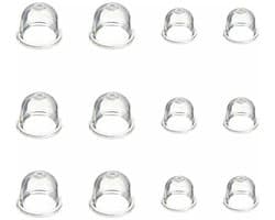 12 witte startkogelpompen van 19 mm en 22 mm, transparante carburateuroliebekers, geschikt voor grasmaaiers, heggenscharen, kettingzagen en ventilatorstartkogels.